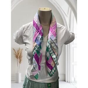 Women's One Size Multicolor 100% Silk Scarf Wrap Pink Blue Purple